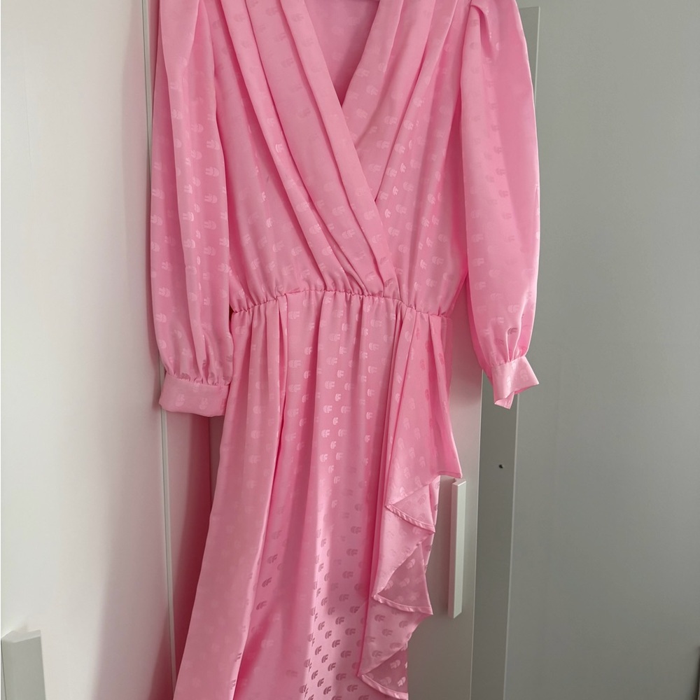 Vintage Pink Silk Dress Custom Made Elastic Waist Fits XS–M Excellent Condition